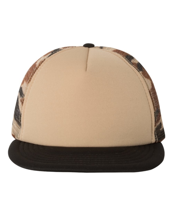 Mega Cap - Foam Front Flat Bill Trucker Cap - 6875 front view