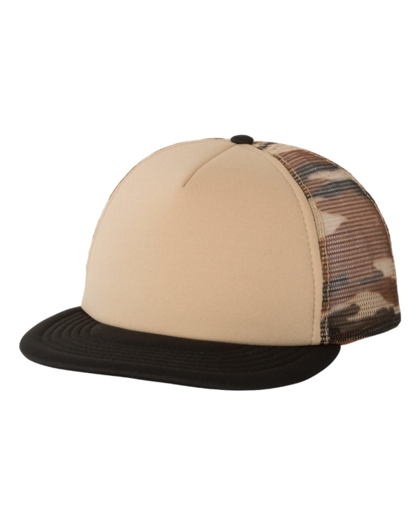 Mega Cap - Foam Front Flat Bill Trucker Cap - 6875 side view