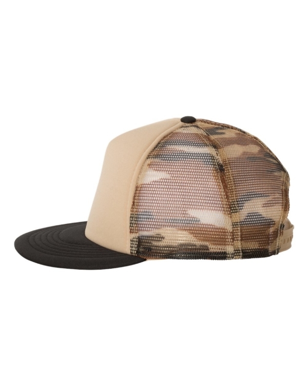 Mega Cap - Foam Front Flat Bill Trucker Cap - 6875 back view