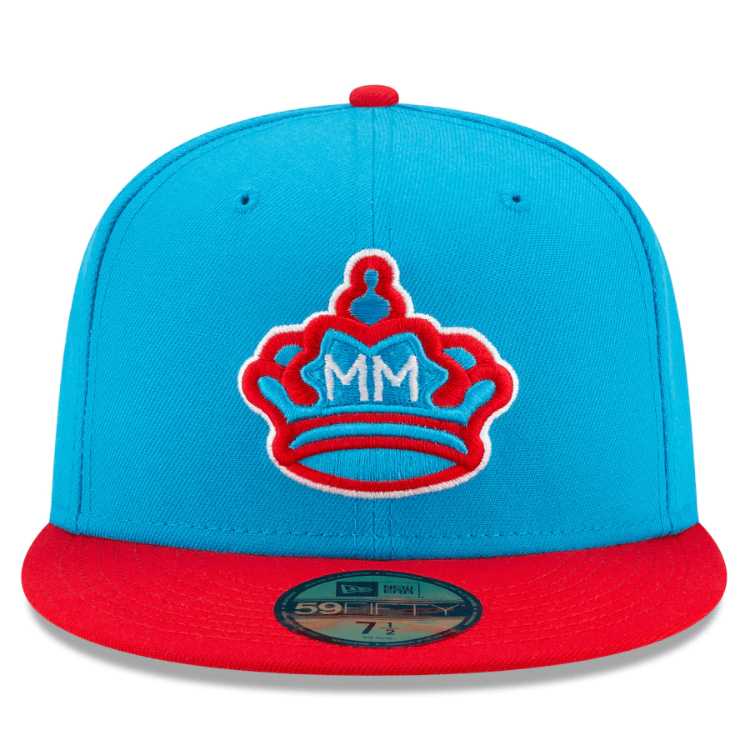 New Era 59Fifty MLB Miami Marlins City Connect Blue/Red Snapback Hat side view