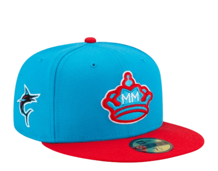 New Era 59Fifty MLB Miami Marlins City Connect Blue/Red Snapback Hat back view