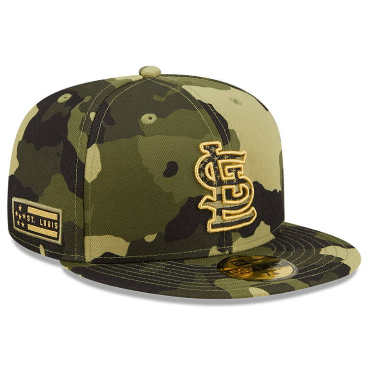 Men's St. Louis Cardinals New Era Camo 2022 Armed Forces Day On-Field 59FIFTY Fitted Hat front view