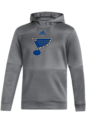 Adidas St. Louis Blues Men's Grey Under the Lights Hoodie Pullover front view