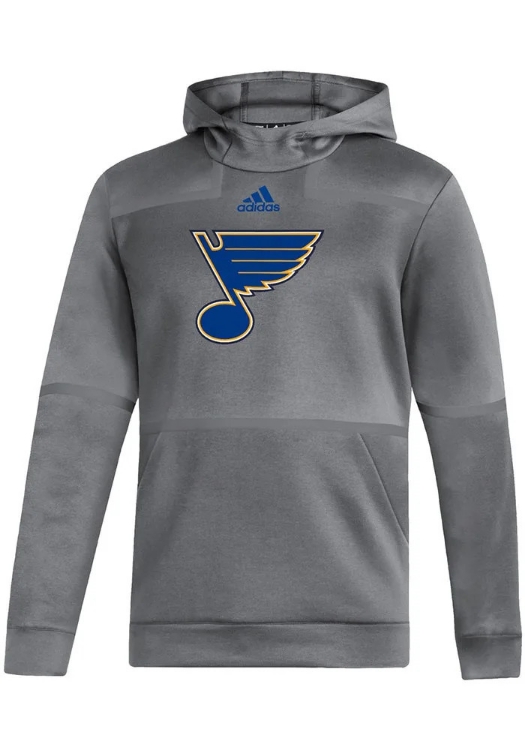 Adidas St. Louis Blues Men's Grey Under the Lights Hoodie Pullover front view