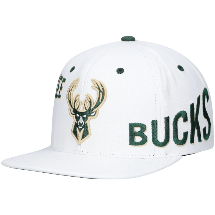 Milwaukee Bucks Mitchell & Ness Reppin Retro Snapback Hat - White back view