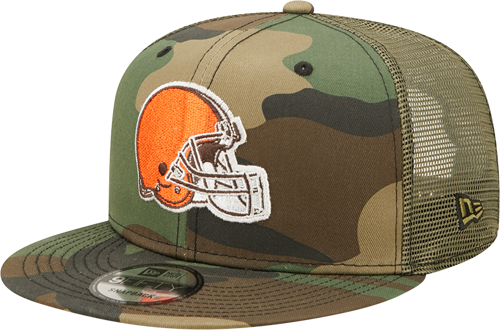 Men's Cleveland Browns New Era Camo Trucker 9FIFTY Snapback Hat