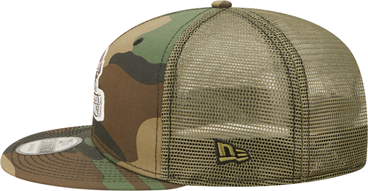 Men's Cleveland Browns New Era Camo Trucker 9FIFTY Snapback Hat detail view