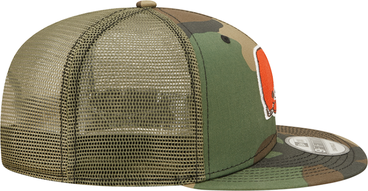 Men's Cleveland Browns New Era Camo Trucker 9FIFTY Snapback Hat