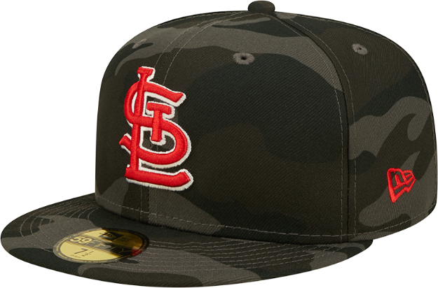 New Era St. Louis Cardinals Camo Black Vize 5950 Fitted MLB Flat Bill Baseball Cap