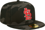 New Era St. Louis Cardinals Camo Black Vize 5950 Fitted MLB Flat Bill Baseball Cap