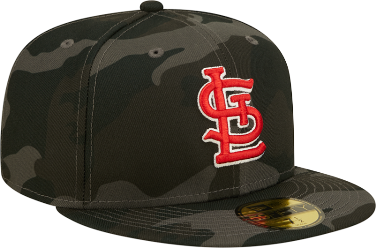 New Era St. Louis Cardinals Camo Black Vize 5950 Fitted MLB Flat Bill Baseball Cap