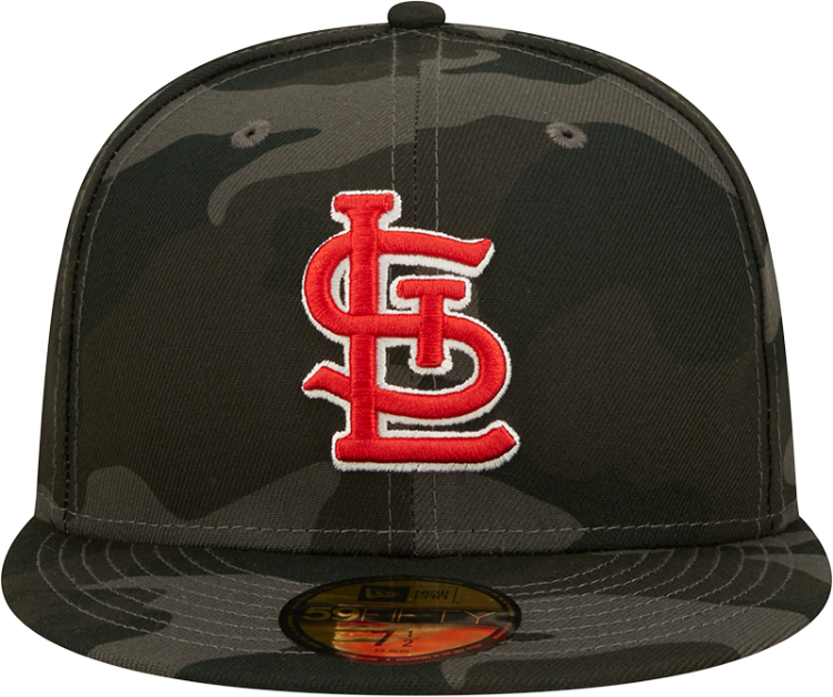 New Era St. Louis Cardinals Camo Black Vize 5950 Fitted MLB Flat Bill Baseball Cap