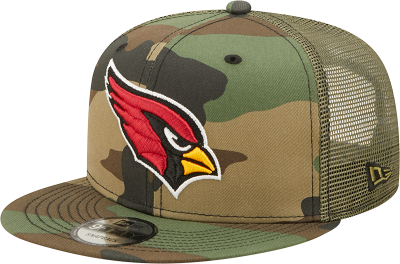 Men's Arizona Cardinals New Era Camo Trucker 9FIFTY Snapback Hat front view