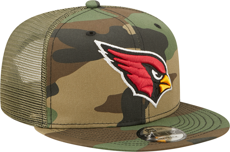 Men's Arizona Cardinals New Era Camo Trucker 9FIFTY Snapback Hat side view