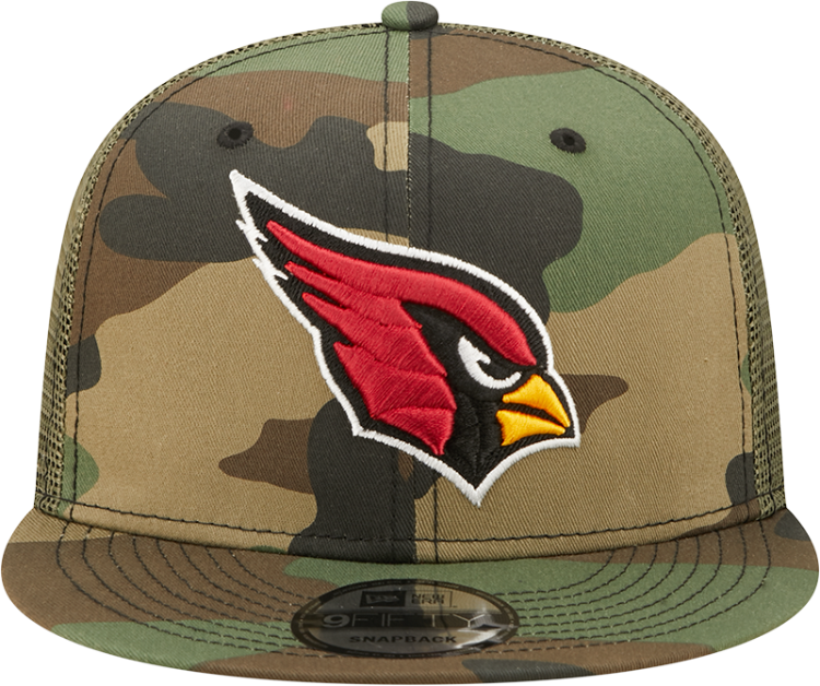 Men's Arizona Cardinals New Era Camo Trucker 9FIFTY Snapback Hat back view