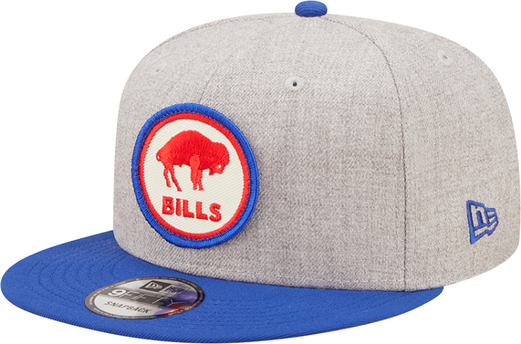 Men's Buffalo Bills New Era Gray/Royal 2022 Sideline 9FIFTY Historic Snapback Hat front view
