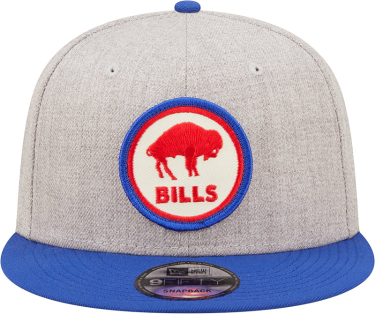Men's Buffalo Bills New Era Gray/Royal 2022 Sideline 9FIFTY Historic Snapback Hat back view