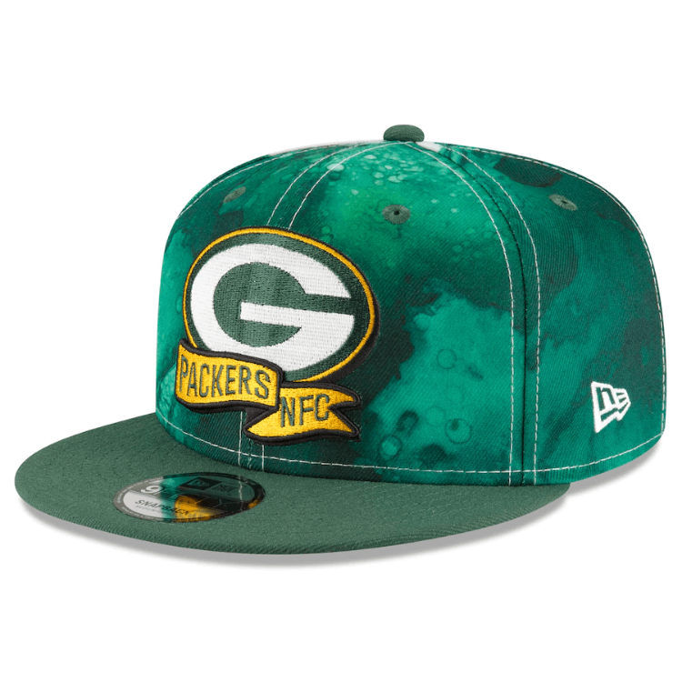 Men's Green Bay Packers New Era 2022 Sideline 9FIFTY Ink Dye Snapback Hat back view