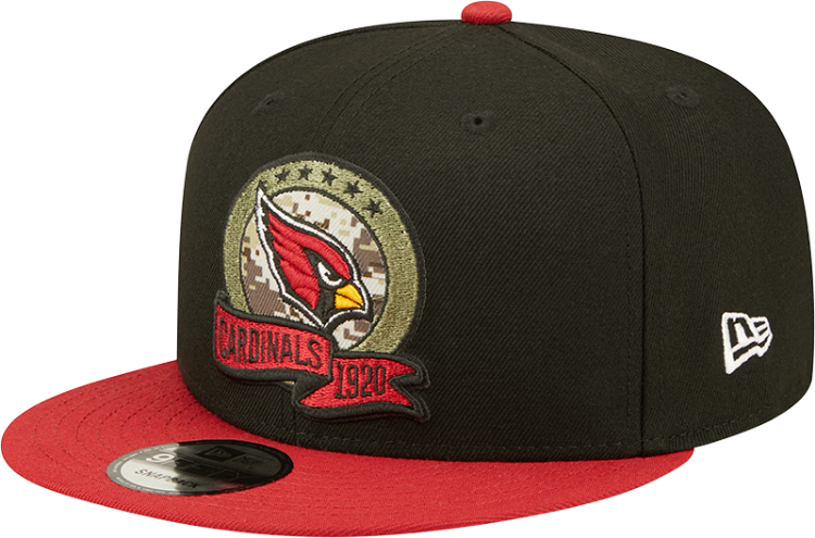 Men's New Era Black/Cardinal Arizona Cardinals 2022 Salute To Service 9FIFTY Snapback Hat front view