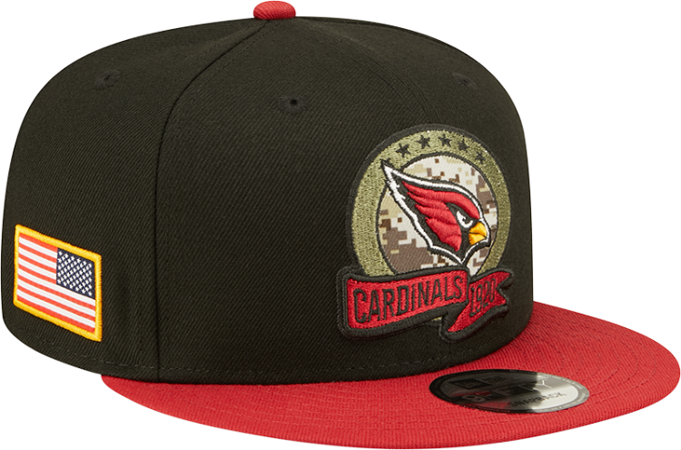 Men's New Era Black/Cardinal Arizona Cardinals 2022 Salute To Service 9FIFTY Snapback Hat side view