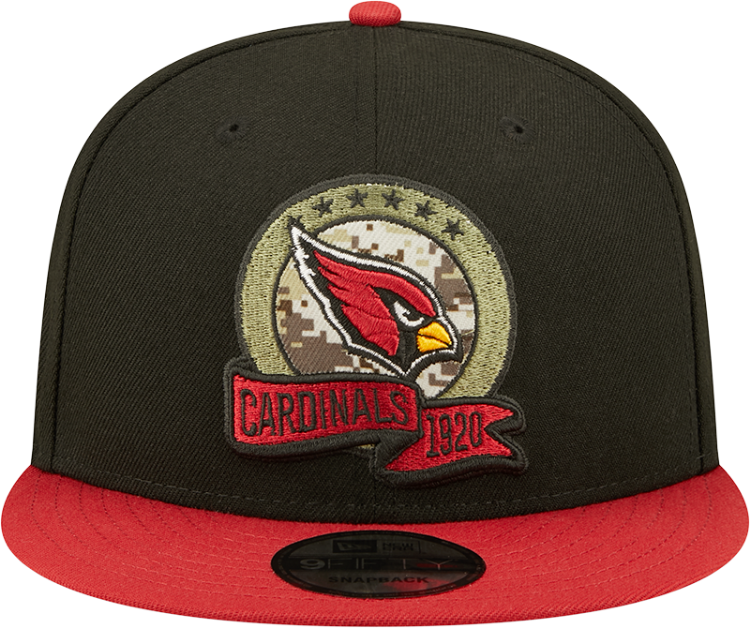 Men's New Era Black/Cardinal Arizona Cardinals 2022 Salute To Service 9FIFTY Snapback Hat back view