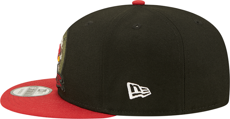 Men's New Era Black/Cardinal Arizona Cardinals 2022 Salute To Service 9FIFTY Snapback Hat detail view