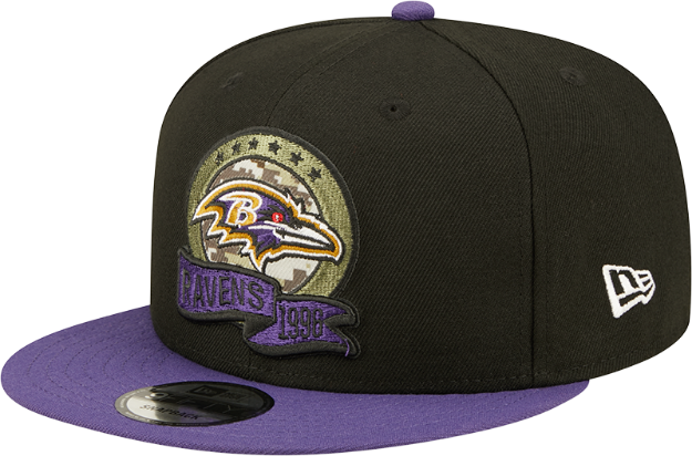 Men's Baltimore Ravens New Era Black/Purple 2022 Salute To Service 9FIFTY Snapback Hat