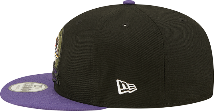 Men's Baltimore Ravens New Era Black/Purple 2022 Salute To Service 9FIFTY Snapback Hat detail view