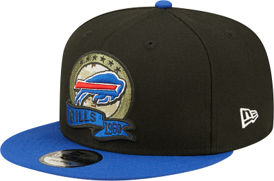 Men's New Era Black/Blue Buffalo Bills 2022 Salute To Service 9FIFTY Snapback Hat front view
