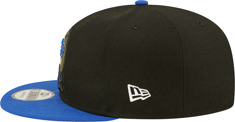 Men's New Era Black/Blue Buffalo Bills 2022 Salute To Service 9FIFTY Snapback Hat detail view