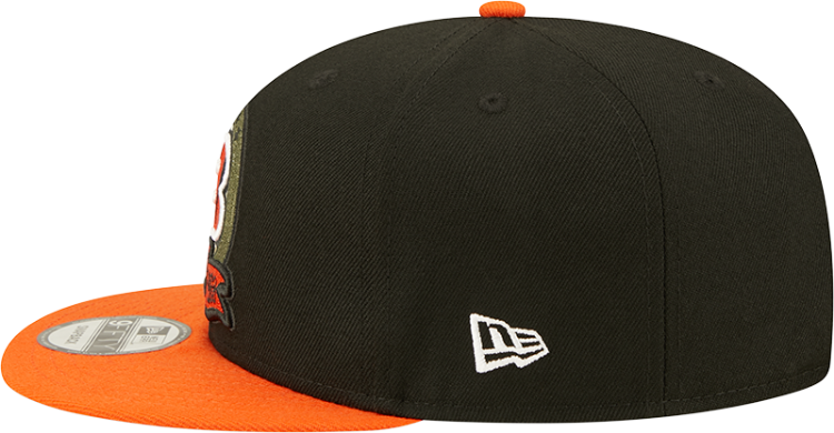 Men's Cincinnati Bengals New Era Black/Orange 2022 Salute To Service 9FIFTY Snapback Hat detail view