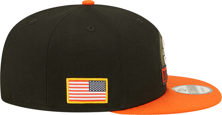 Men's Cincinnati Bengals New Era Black/Orange 2022 Salute To Service 9FIFTY Snapback Hat