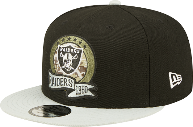 Men's Las Vegas Raiders New Era Black/Gray 2022 Salute To Service 9FIFTY Snapback Hat