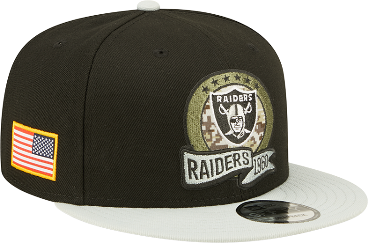 Men's Las Vegas Raiders New Era Black/Gray 2022 Salute To Service 9FIFTY Snapback Hat side view