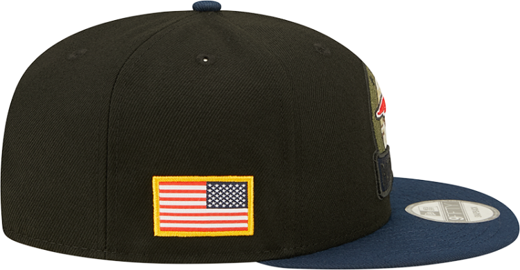 Men's New England Patriots New Era Black/Navy 2022 Salute To Service 9FIFTY Snapback Hat image 6