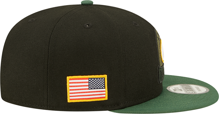 Men's New Era Black/Green Green Bay Packers 2022 Salute To Service 9FIFTY Snapback Hat