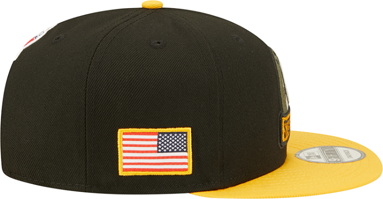 Men's Pittsburgh Steelers New Era Black/Yellow 2022 Salute To Service 9FIFTY Snapback Hat image 6