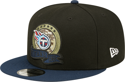 Men's Tennessee Titans New Era Black/Navy 2022 Salute To Service 9FIFTY Snapback Hat front view