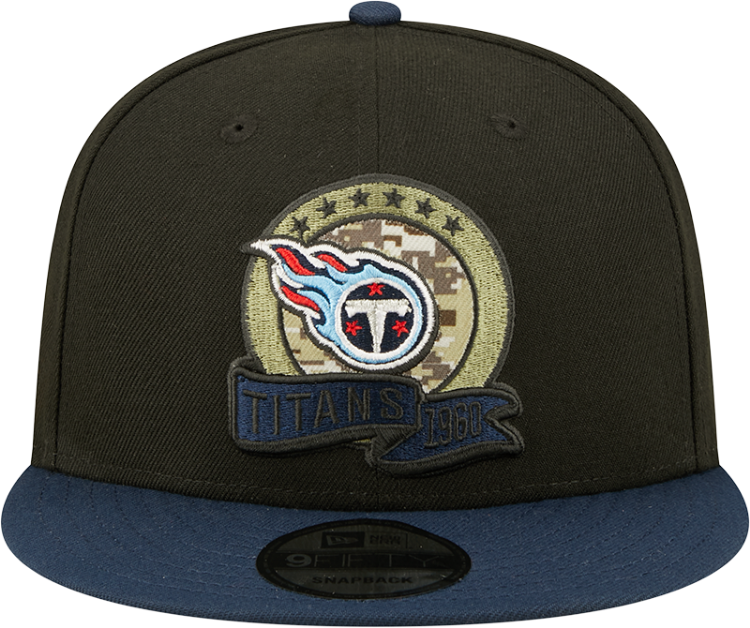Men's Tennessee Titans New Era Black/Navy 2022 Salute To Service 9FIFTY Snapback Hat back view