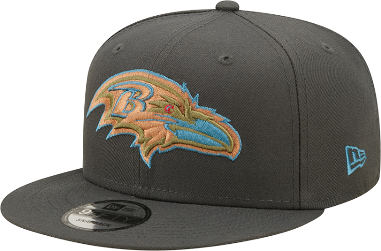 Men's Baltimore Ravens New Era Graphite Color Pack Multi 9FIFTY Snapback Hat front view