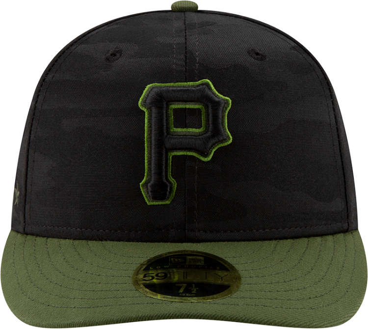 New Era Men's Pittsburgh Pirates 59Fifty Alternate Black Camo Low Crown Fitted Hat front view