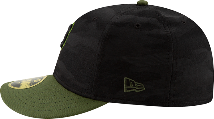 New Era Men's Pittsburgh Pirates 59Fifty Alternate Black Camo Low Crown Fitted Hat detail view