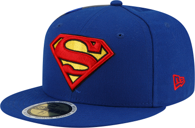 DC Comics Superman Side Panel Logo Flect New Era 59Fifty Fitted Flat Bill Hat front view
