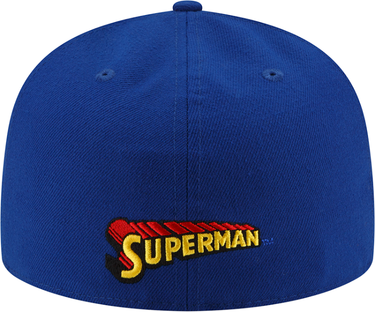 DC Comics Superman Side Panel Logo Flect New Era 59Fifty Fitted Flat Bill Hat detail view