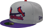 St. Louis Cardinals Custom New Era 5950 Fitted Gray Purple Scarlet Birds on Bat Cap