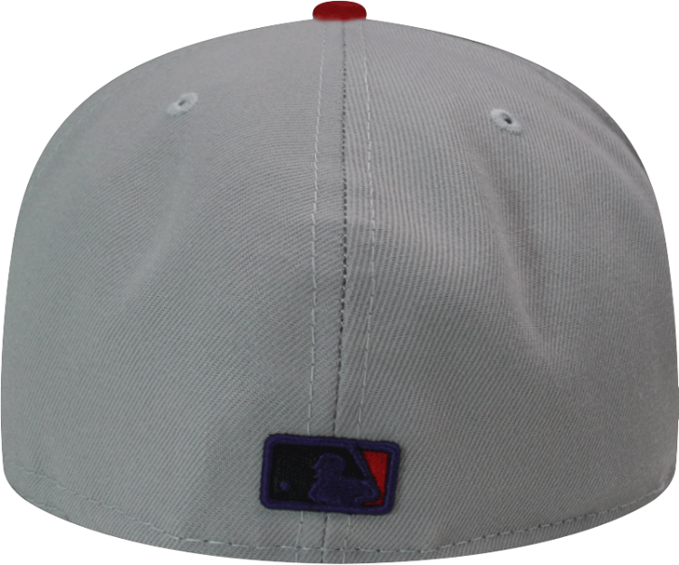 St. Louis Cardinals Custom New Era 5950 Fitted Gray Purple Scarlet Birds on Bat Cap back view