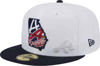 Men's Atlanta Braves New Era Navy State View E1 59FIFTY Fitted Hat front view