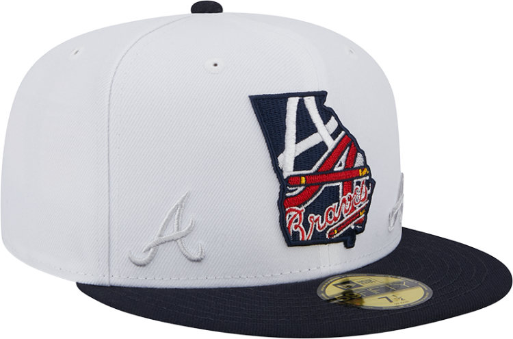 Men's Atlanta Braves New Era Navy State View E1 59FIFTY Fitted Hat side view