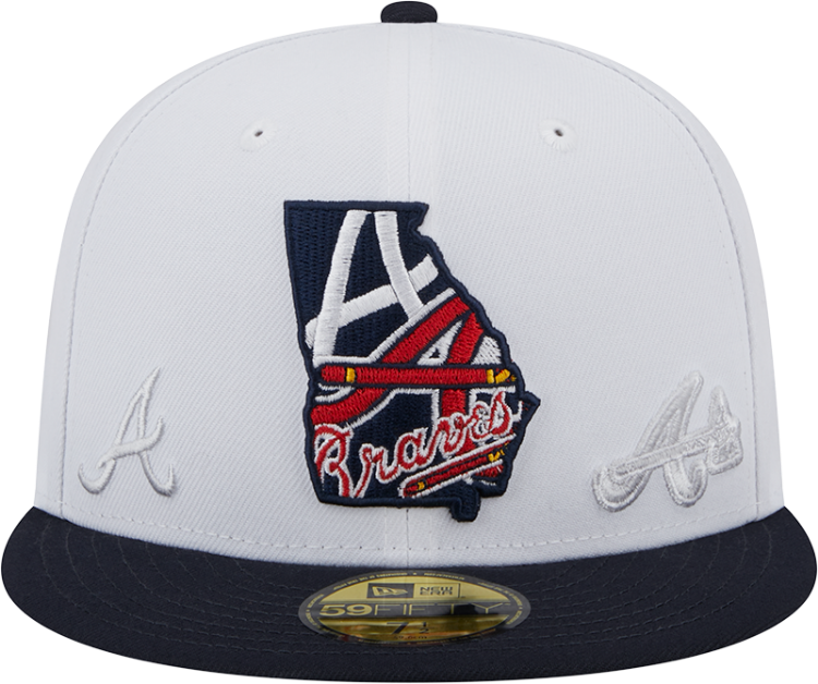 Men's Atlanta Braves New Era Navy State View E1 59FIFTY Fitted Hat back view