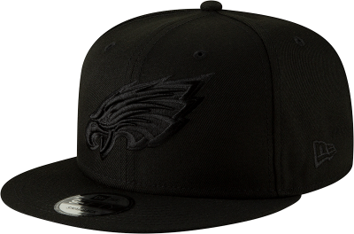 Men's Philadelphia Eagles New Era Black Black On Black 9FIFTY Adjustable Hat front view